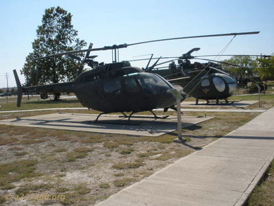 OH-58 Kiowa and OH-6 LOH
Bob Kelly Photo

This fall my son Stephen and I drove to Fort Hood and visited the 1st Cavalry Division Museum. Anyone in the area should stop and see it. There are many vehicles: tanks, quad 50â€™s, etc., in addition to the aircraft in these photos.

