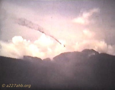 Chinook Going Down
Photo provided by Bob Witt

Taken from Tiger April 1968
This is from an 8mm film that Lt. Sprayberrys Battalion surgeon took from the top of Tiger. The AC & CP walked into Sprayberry's perimeter 2 days later after E&E. They followed the sound of chain saws they heard being used on the LZ.
