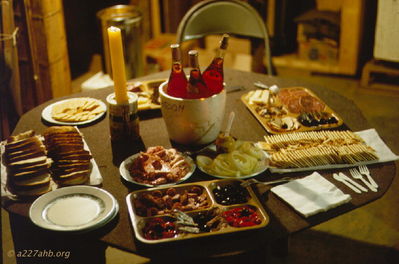 Friday night "SPREAD"
John Keller Photo

Friday Night "SPREAD" in the 1st Flight Platoon tent prior to "poker night", August 1966.
