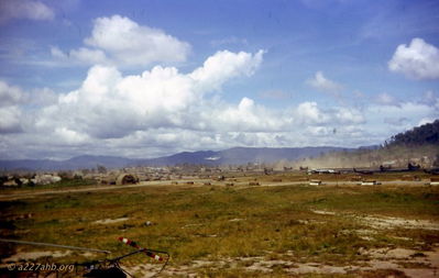 C-130 at Golf Course
Ed Lemp Photo: "E" Btry (Avn) 82nd Arty
C-130 takes off from the Golf Course

With permission from Ed Lemp
     http://edlempsvietnampicturepages1965-1966.com/
