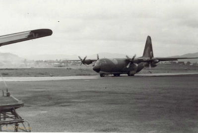 C-130 Hercules at An Khe Airport
John Keller Photo

C-130 "HERCULES" at An Khe Airport in April, 1967
