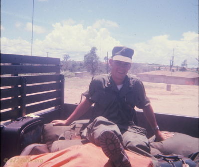 Bob Kelly
Bob Kelly Photo

Bob Kelly in the back of a 3/4 ton truck taking us from the airstrip to temporary quarters in An Khe

