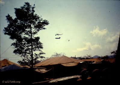 Wounded Chinook
Robert Keller Photo

A/227 Company Area
An Khe 1965 - 1966

