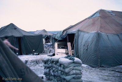 Bob Kelly's Quarters
Bob Kelly Photo

D/227. Camp Evans. Bob Kelly's quarters in corner of GP Medium Tent.
