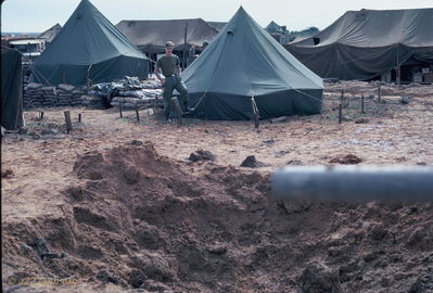 Unknown pilot
Bob Kelly Photo


D/227. Camp Evans. Can someone ID this pilot and tent mate? They were short and did not fortify their tent with sandbags. Real smart!
