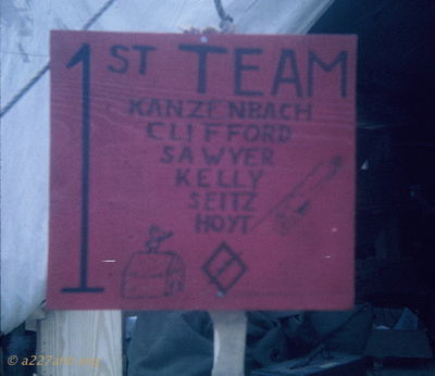 D/227 First Platoon Sign
Bob Kelly Photo

First Platoon sign naming our six pilots.
