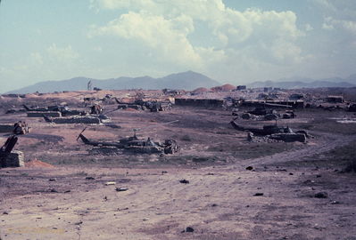 Destroyed Hueys and trucks
Bob Kelly Photo
