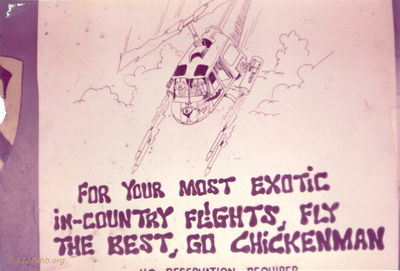 Poster in first flight platoon hooch at Camp Holloway 
Terry Moore Photo
