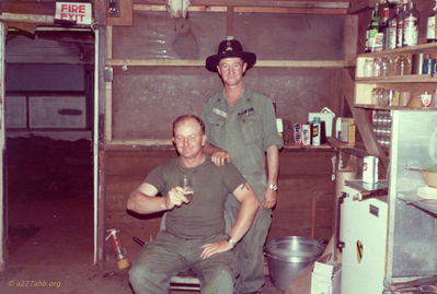 1st Sgt (drinking - name unknown) and Sgt. Charlie Brown 
Dennis Howell Photo
