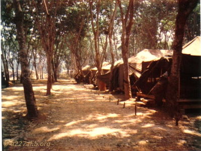 Lai Khe Company Area
Wayne Trucke Photo

Officer's Tents in the A/227 Company Area at Lai Khe 1969

