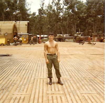 Dwayne Guidry standing out in maintenance area.
Dwayne Guidry Photo

Lai Khe 1970 - 1971
