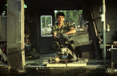  I remember we had to put the plates under the 50 so the cabin floor would not get torn up and when they shot the 50 it sure pushed us sideways.
Crew member identified as Wes Yost by Tom Rinehart

Larry Hirschi Photo
AKA "ChickenMan 109"
Lai Khe
