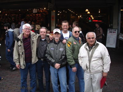 Group Photo Summer 2009 
Dennis Burden Photo

While visiting my daughter in Seattle,WA. I was able to get together with (Left to Right): Crewchiefs Tom Loughlin, Thom Jefferson, & Dennis Burden. Also Marty Holz & Ron Holz (son & brother of Gary Holz, KIA Phan thiet), and Warrant Officer Dick LaMonica.

Had a blast with these guys after not seeing each other in 40+ yrs.
