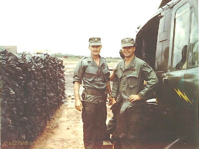 Steven Farrier and Jerry Bonham
Tom Johnson Photo

Maj Steven Farrier, Jan 67 to Jan 68, assumed Command of A Co. in Jun 67 with WO Jerry Bonham May 67 to Dec 67. 
