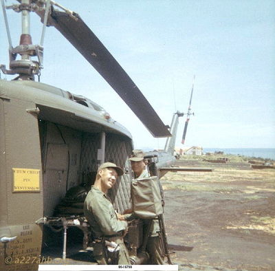 Bill Foster & Jerry Westenskow
Richard Penny Photo

Left - CE Bill Foster,
Right - CE Jerry Westenskow
A/C 66-16798 Jerry's bird, Phan Thiet, late 1967
