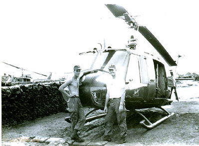 Gary Holtz & Stan Uding
Jerry Westenskow Photo

CPL Gary Holz and PFC Stanley Uding were KIA on 10/5/67 along with WO-1 Donald Phipps and WO-1 Ralph Bowen with the crash of 66-16803 at Phan Thiet.
