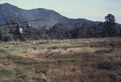 "Flight's Up"
Bob Kelly Photo

Time to get the hell out of here! Good Mission.
A series of nine photos showing the insertion of troops during a Combat Assault

