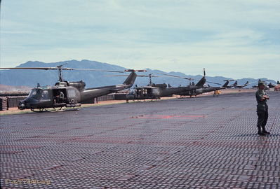 Phan Rang, Gunship with Frog on left.
Bob Kelly Photo
