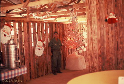 Sgt Aponti
Bob Kelly Photo

Sgt. Aponti in the new A/227 mess hall. Too bad we could not have stayed a little longer to make use of it.

