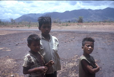 Montagnard Kids
Jim Puhala Photo

This photo was taken at Song Mau. We spent a lot of time there - waiting. Weâ€™d put out a recon patrol in the morning. Theyâ€™d recon for a while; if they didnâ€™t find anything, weâ€™d pick them up and put them someplace else. If they did find something, weâ€™d do a CA.


