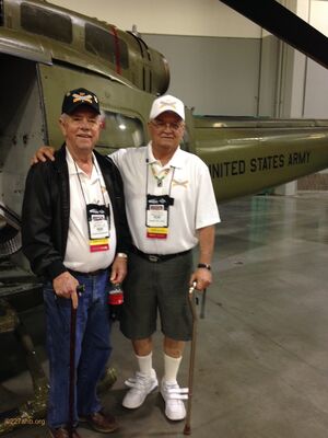 Milo (Mike) Schlaudraff (left) and Reginald Nelson (right) in the Army Aviation Association of America display hall during out 2017 Reunion
Linda Schlaudraff Photo
