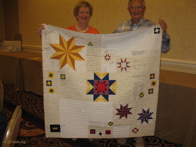 Friendship Quilt raffled at the reunion - signed by all attending - going home with John & Fran Islin.  COL Islin served as 227th Battalion CO, 1970-1971
Lillian Burbank Photo
