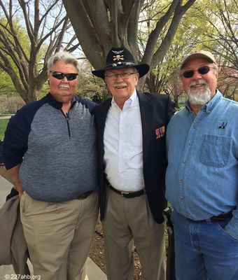 At the Vietnam Helicopter Crew Memorial dedication at Arlington National Cemetary.  The 2 guys in the photo with Jeff are the sons of the first Helicopter pilot killed in Vietnam, 1962
Jeff Goshert Photo
