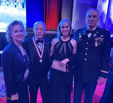 At the Army Aviation Association of America Ceremony to induct Mike Sprayberry in the Army Aviation Hall of Fame
Left to right:  Julie Kink, Mike Sprayberry, Kim & Pershing Gervais

Photo provided by Julie Kink
