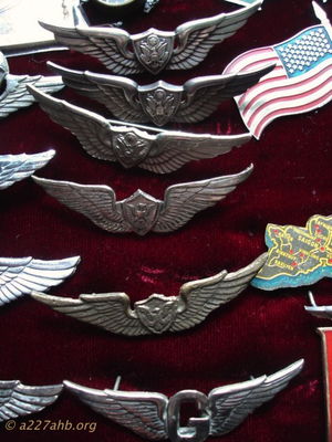  A gunner wing and crewchief wings bottom 3 up are sandcast other 3 are U.S. made sterling silver 
Dennis Burden Collection
