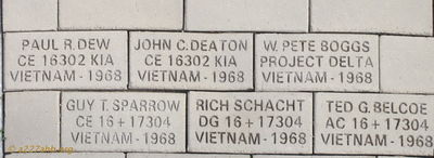 Guy had 10 bricks laid at the all veterans memorial in Grandview Iowa of different A/co personnel . Belcoe, Dew. Deaton, McNeal. Young, Danak, Collins, Sparrow, Wilbur boggs SF, Schacht.
Guy Sparrow Photo
