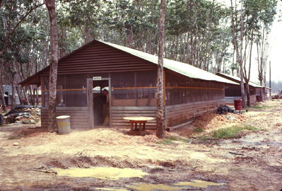 New home prior to sand bags being placed around building 
Wayne Trucke Photo

1969   Lai Khe
