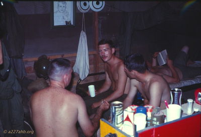  Cpt. Pete Barber, WO1 Allen Russell, WO1 Mike George . Time for relaxing. 
Wayne Trucke Photo

Individuals identified by Allen Russell
1969  Lai Khe
