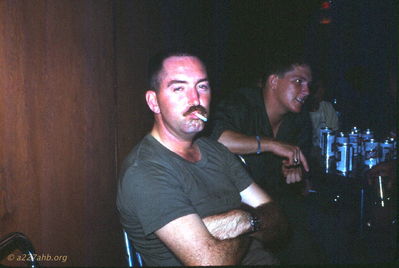 Unknown at Lai Khe Officer's Club
Wayne Trucke Photo

I believe he was in charge of the O Club when it was first built. He went home on a family emergency. I (W Trucke) took over as manager during my last month in Vietnam (Nov-Dec 69) 
