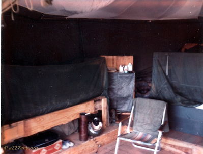Inside the GP small tent shared by Zigler and Redden
Joe Zigler Photo
